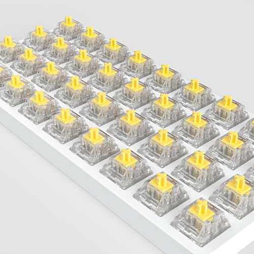 Zhouwang Crystal Yellow Switches, 3-Pin Pre-Lubricated Linear Switches, Dustproof and Waterproof for Mechanical Keyboards. (72Pcs) - color: Crysta yellow, size: 72Pcs