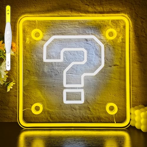 Question Block Neon Sign,Dimmable Question Square Neon Light for Game Room,Man Cave,Kids Room Wall Decor,USB Powered Led Night Lights Gamer Gifts for Boys, Kids - color: Question Block