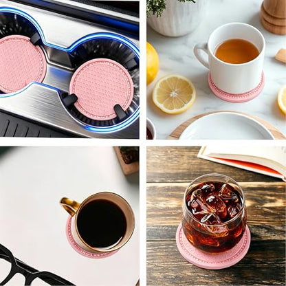 BFXM 2 PCS Bling Cup Holder Coasters for Car, 2.75 inch Diamond Universal Non-Slip Pink Silicone Cup Holder Coasters, Sparkly Bling Car Accessories for Women(White Diamond) - color: Pink+bling White