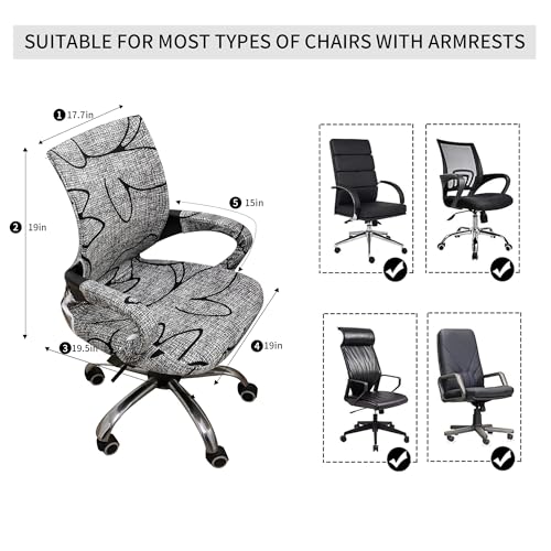 Waterproof Office Chair Cover with Armrest Cover 18Inch Wide Stretch Printed Floral Small Desk Computer Chair Covers with Long Zipper Arm Slipcovers Washable - color: Waterproof-style 12, size: Small