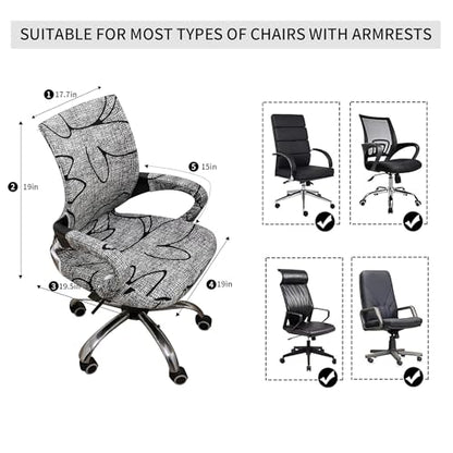 Waterproof Office Chair Cover with Armrest Cover 18Inch Wide Stretch Printed Floral Small Desk Computer Chair Covers with Long Zipper Arm Slipcovers Washable - color: Waterproof-style 12, size: Small