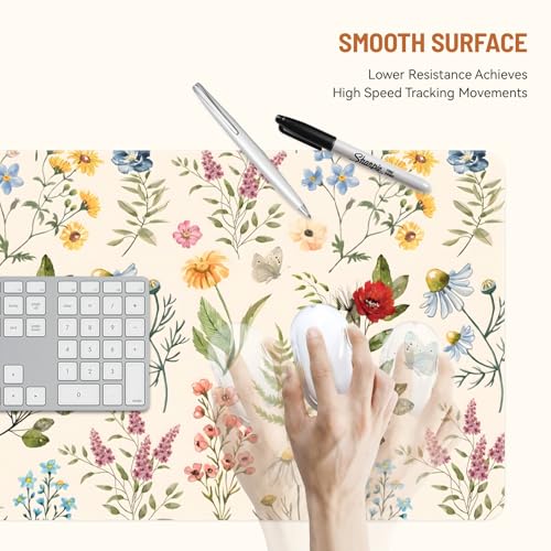 Mousepad Desk Mat Gaming Large Keyboard Cute Office Desktop Computer Laptop XXL Long Big Kawaii Aesthetic Girly Pretty Design Women Girl Gamer Oversized Wide 30x12'' Mousepad, Plant Flower - color: Plant Flower