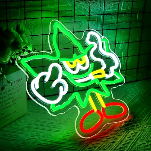 Weed Neon Sign for Wall Decor Green Leaf Neon Light Dimmable Cartoon Neon Light Sign Weed Wall Decor Neon Signs for Man Cave Bedroom Hotel Shop Bar Garage Decor Gifts for Men,Size 13.8 * 13.1in（P044） - color: Cartoon Weed