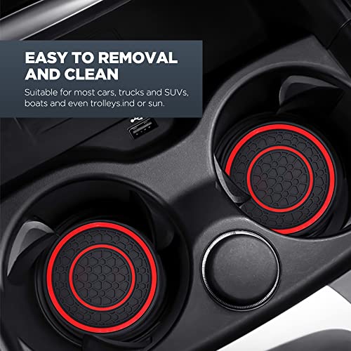 2 PCS Car Cup Holder Coaster,Car Coasters Cup Mats,2.75 Inch Universal Car Cup Coasters,Non-Slip Anti Dust Mats Cup Holder Insert Coaster, Suitable for Most Car Interior (Red) - color: Red