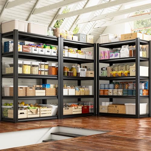 Raybee Storage Shelves Garage Shelving Heavy Duty,5-Tier Adjustable Garage Shelves,Metal Shelving for Garage,Basement, Warehouse,Pantry, 72" H x 31.5" W x 16.5" D，Black - size: 16.5"D x 31.5"W x 72"H,Black