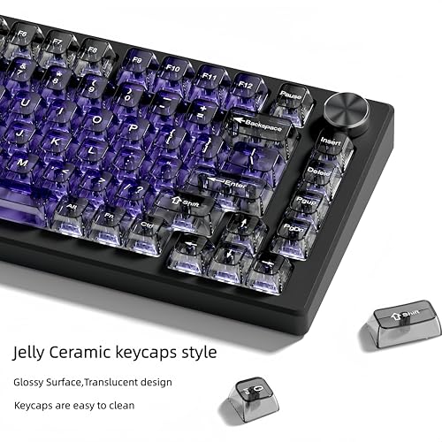 dagaladoo Clear keycaps,Transparent Keyboard keycaps,Jelly Key caps Set,Shine Through keycap,MDA Profile Keyboard caps for Mx Switches Mechanical Keyboard (Purple and Grey) - color: Purple and Grey