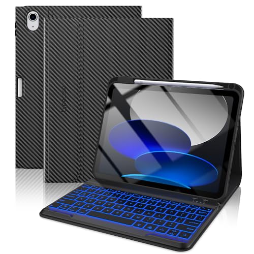 typecase Folio Keyboard Case for iPad 10th Gen 10.9 inch (2022) and iPad 11th (A16, 2025), Magnetic Wireless Detachable Keyboard, 7-Color Backlight, Thin & Light, Pencil Holder – Carbon Fiber - color: ‎‎‎‎‎‎‎‎ Carbon Fiber