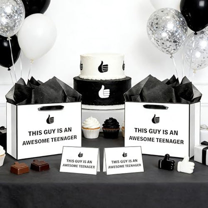 bigniuzi Funny Teenager Birthday Gift Bag with Tissue Paper Greeting Card Teenager Wrapping Paper, Birthday Gifts for 13 14 15 16 17 18 Years Old Boy
