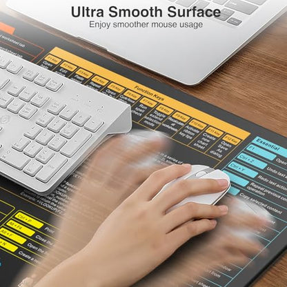 Wireless Charging Mouse Pad with Excel Formulas Shortcuts, 31.5"x15.8" Extra Large Office Spreadsheet Cheat Sheet Desk Mat, Waterproof Ultra-Smooth Surface, Non-Slip Base - color: Black-Excel Shortcuts-31.5"x15.8"