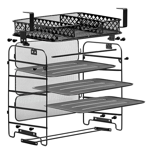 File Organizer 5 Tier Under The Desk File Holder, Clamp On Hanging File Organizer, SPACE SAVING DESIGN File Holder for Office Desk