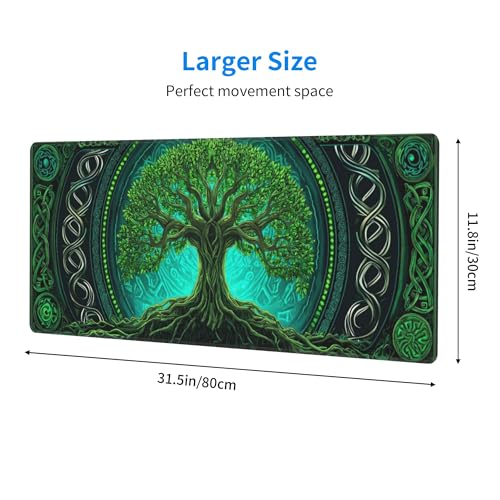 Tree Mouse Pad Extended Large Gaming Mouse Pad XL Stitched Edges for Gamer Home Office 31.5 X 11.8 Inch - color: Tree