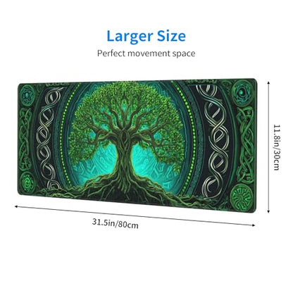 Tree Mouse Pad Extended Large Gaming Mouse Pad XL Stitched Edges for Gamer Home Office 31.5 X 11.8 Inch - color: Tree