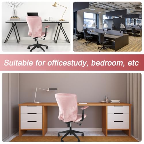 Tallew 4 Pcs Office Chair Covers Set Computer Universal Protective Stretchable Chair Seat Covers Desk Armrest Slipcovers Pads Office Cushion Backrest for Rotating(Light Pink) - color: Light Pink