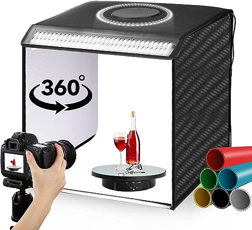 JAYEGT 3 in 1 Rotating Display Stand with 5.74/7.08/8.66 inch Replacement Mirror Cover，22lbs Load , 360 Degree Electronic Turntable for Photography Products Display (Mirror/3 in1 / Black/ Remote Control) - color: Black