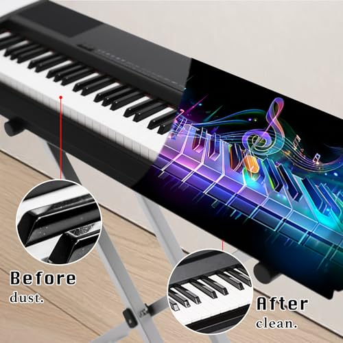 Nuxovilar Stretchy 88 Keys Keyboard Piano Dust Cover, Dust - Proof Elastic Milk Silk with Colorful Sound Wave Visuals for Digital Pianos - color: VC04236-B