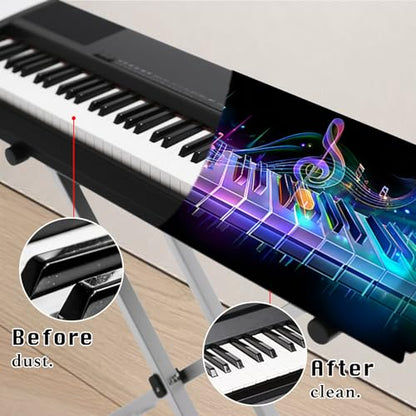 Nuxovilar Stretchy 88 Keys Keyboard Piano Dust Cover, Dust - Proof Elastic Milk Silk with Colorful Sound Wave Visuals for Digital Pianos - color: VC04236-B