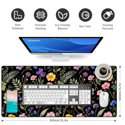 Large Computer Gaming Mouse Pad,XXL Gaming Desk Mat with Non-Slip Rubber Base, Stitched Edges | Keyboard and Mouse Pad for Office | Portable Desk Pad - color: Blue