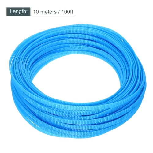 uxcell Expandable Sleeving, 1/4-inch 100ft Cable Sleeve, Sky Blue - color: Sky Blue, size: 1/4" x 100 Ft
