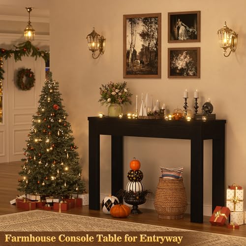 Armocity Console Table, Small Farmhouse Wood Entryway Table, Sofa Tables Narrow Long Behind Couch, Entry Table for Entrance, Hallway, Living Room, 32", Embossed Black - color: Embossed Black, size: 32"