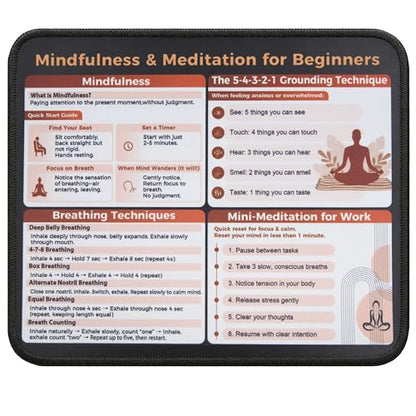 Mindfulness Meditation Mouse Pad, 5-4-3-2-1 Grounding Technique Desk Mat, Non-Slip Smooth Mousepad for Stress Relief Anxiety Relief - color: Mindfulness Stress Relief