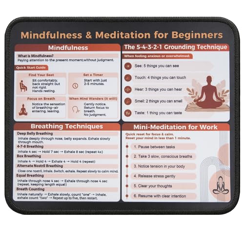 Mindfulness Meditation Mouse Pad, 5-4-3-2-1 Grounding Technique Desk Mat, Non-Slip Smooth Mousepad for Stress Relief Anxiety Relief - color: Mindfulness Stress Relief