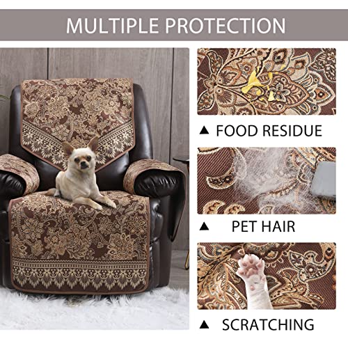 Recliner Chair Covers Non Slip Waterproof Large Recliner Covers for Leather Recliner,Electric Reclining Chair Covers for Living Room Dog Sofa Recliner Cover Furniture Protective Brown - color: Brown