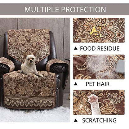 Recliner Chair Covers Non Slip Waterproof Large Recliner Covers for Leather Recliner,Electric Reclining Chair Covers for Living Room Dog Sofa Recliner Cover Furniture Protective Brown - color: Brown