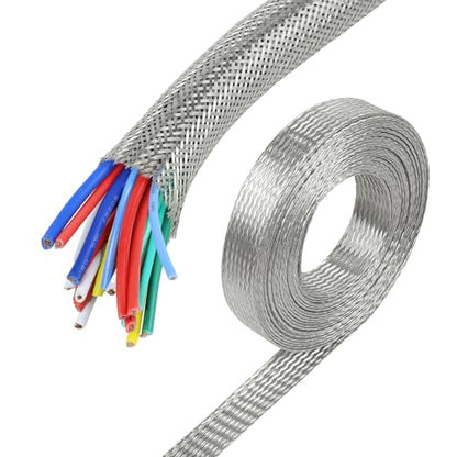 Tinned Copper Braid Cable Wire Shielding Sleeve Ground Straps Protection Flat Metal Mesh Flexible Expandable (9/16 in Wide(0.36 in Dia)-15ft) - size: 9/16"Wide(0.36"Dia)-15ft