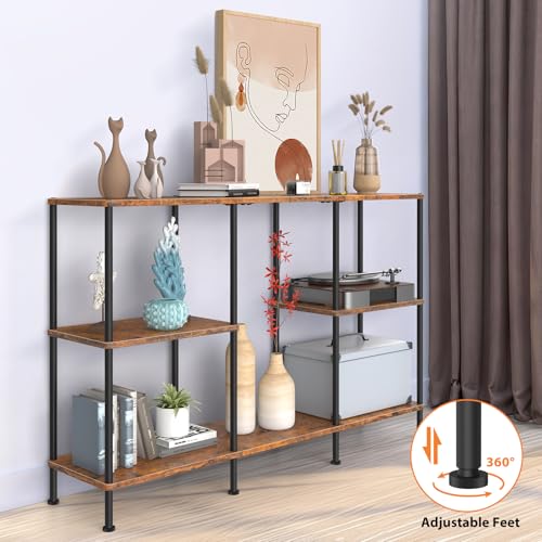 50 Inch TV Stand, Tall Entertainment Center with Open Storage Shelves,3 Tier Tall Farmhouse TV Console Table for Small Spaces, Media Cabinet Rustic Entertainment Center for Living Room Bedroom, Brown - color: Brown