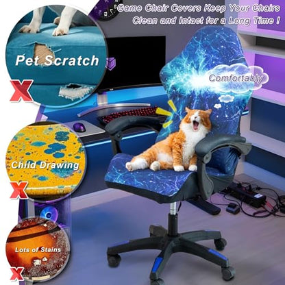 Gaming Chair Covers, 3D Printing One-piece Universal Fit Gaming Chair Seat Cover with Armrest Sloipcover(Color:Style 4) - color: Style 4