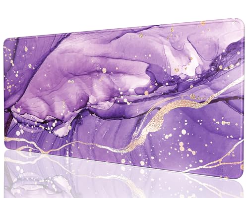 Desk Mat, 32" x 16" XXL Extended Large Gaming Mouse Pad, Desktop Decor Desk Pad, Cute Men Women Office Supplies and Accessories, XL Mouse Mat for Laptop & Keyboard, Purple Marble - color: Purple Marble, size: 32" x 16"