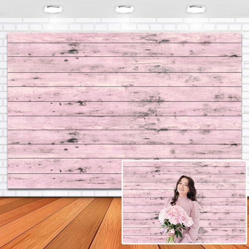 Vintage Pink Wooden Wall Backdrop 6x4ft Vinyl Light Pink Wood Planks Wooden Board Barnwood Background Newborn Baby Girls Portrait Birthday Party Decor Wallpaper Photography Props - color: light pink, size: 6x4ft