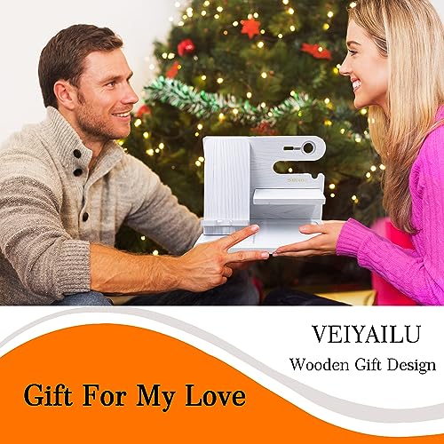VEIYAILU Gifts for Women Girlfriend Men Him Husband Boyfriend Son Boss Wood Phone Docking Station Nightstand Organizer Anniversary Birthday Gifts (White) - color: White