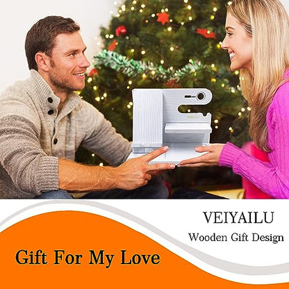 VEIYAILU Gifts for Women Girlfriend Men Him Husband Boyfriend Son Boss Wood Phone Docking Station Nightstand Organizer Anniversary Birthday Gifts (White) - color: White