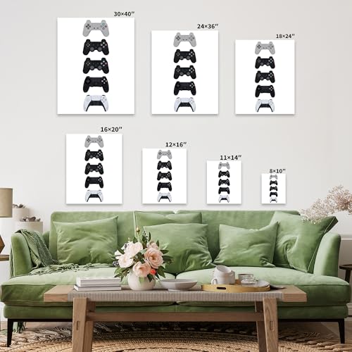 Monem Art Video Game Canvas - Controller Evolution Print - Geeky & Gamer Art - Minimal Gaming Consoles Wall Design - Great Game Room or Boy's Bedroom Wall Decor - Available in 8x10 to 30x40