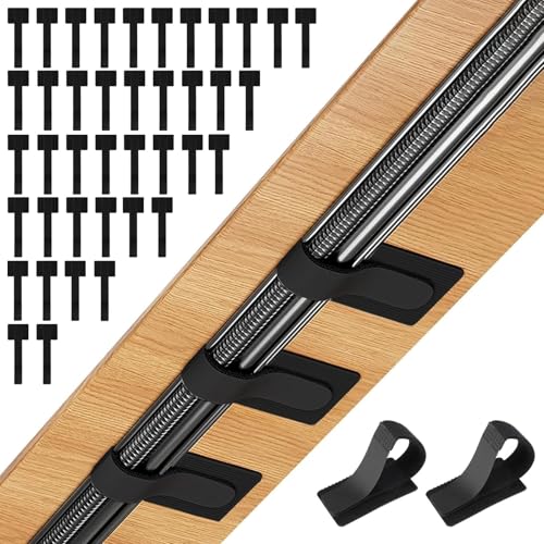 EEEKit Cable Management Under Desk, 40 Pack Detachable Hook and Loop Cable Straps with Adhesive Wire Clips, Up to 15 Cords, Reusable Cord Organizer for Home Office Desk PC Setup