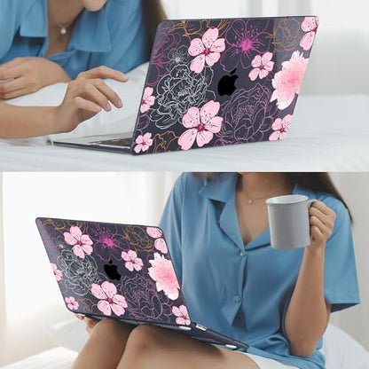 Mektron Case for 2026 MacBook Neo 13-inch A18 Pro chip A3404 Laptop Cover with 13-inch (Diagonal) Liquid Retina Display+ Keyboard Cover+ Screen Protector, Flowers Illustration - color: Flowers Illustration