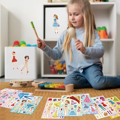 Stickers for Kids, 24 Sheets Dress Up Stickers for Girls, Make Your Own Fairy Princess Sticker, Birthday Party Favor, Classroom Rewards, Art Craft - style: Dress Up