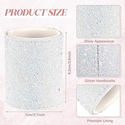 Sabary 8 Pcs White Pens with Pen Holder for Desk Glitter Crystal Diamond Cute Ballpoint Fancy Pencil Holder Bling Desk Organizer for Women Girls School Office Supplies Wedding Graduation Gifts - color: White