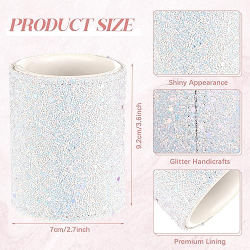 Sabary 8 Pcs White Pens with Pen Holder for Desk Glitter Crystal Diamond Cute Ballpoint Fancy Pencil Holder Bling Desk Organizer for Women Girls School Office Supplies Wedding Graduation Gifts - color: White