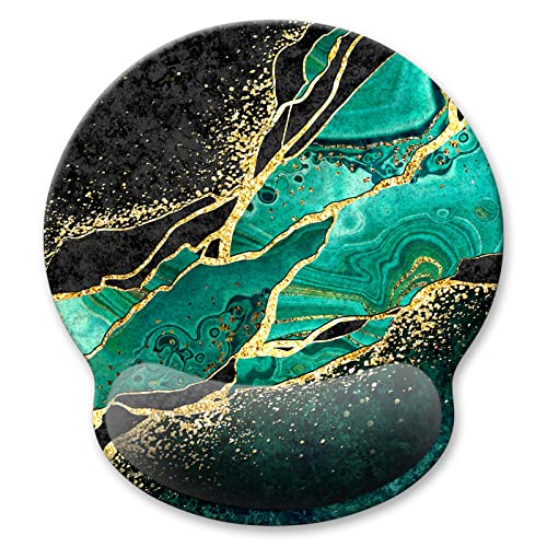 Ergonomic Mouse Pad with Wrist Support, Marble Style Memory Foam Wrist Rest Mouse Pads, Cute Computer Laptop Office Accessories Decor, Pain Relief Mousepad for Gaming Work Men Women, Teal - color: Teal Marble