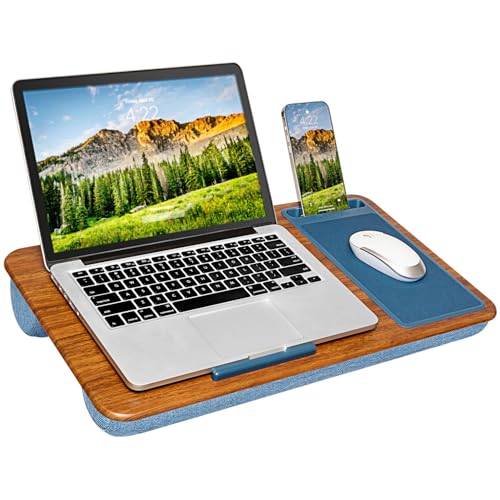 LAPGEAR Home Office Lap Desk with Device Ledge, Mouse Pad, and Phone Holder - Espresso Blue - Fits up to 15.6 Inch Laptops - Style No. 91522 - color: Espresso Blue, size: Home Office W/Device Ledge