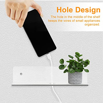 9 Inch Acrylic Floating Shelf, No Drill Adhesive Wall Shelf Set of 4 for Storage, Floating Shelves Damage-Free Expand Wall Space for Living Room, Office, Gaming Room, Bathroom - color: Clear