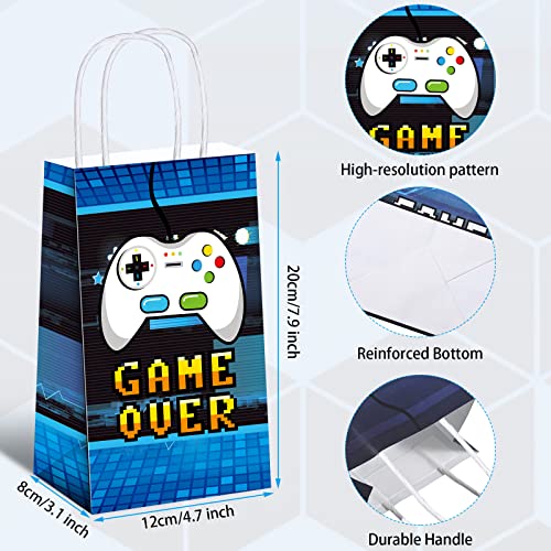 Epakh 16 Pack Gamer Themed Birthday Party Favors Video Game Gift Bags with Handle for Kids Boys Gaming Goody Candy Treat Bags for Birthday Party Supplies Decorations