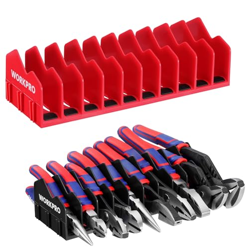 WORKPRO 2-Pack Plier Organizer Rack, Pliers Holder and Cutter Organizer with Non-Slip Rubber Base, 20-Slot Tool Box Organizers, Tool Drawer Organizers, Tool Storage, Plier Rack (Pliers Not Included) - color: Black &Red, size: 2 Pack