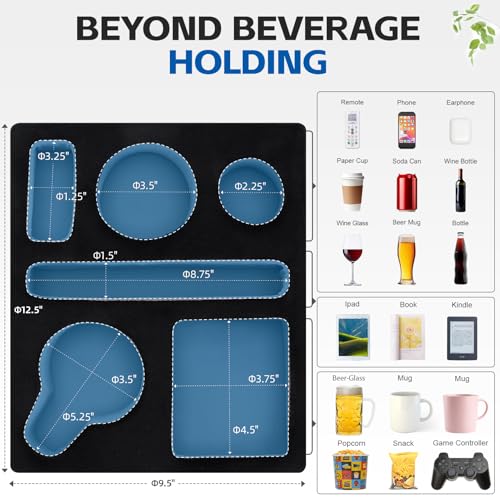 G GOOD GAIN Couch Cup Holder Pillow-Sofa Cup Holder Cozy Buddy | Bed Drink Caddy Holds Tablet, Remote, Snacks | Waterproof Anti-Spill Sofa Beverage Tray for Car, Park, Beach, Picnic, Boat, RV(Black) - color: Black, size: 12.5 x 9.5 inches