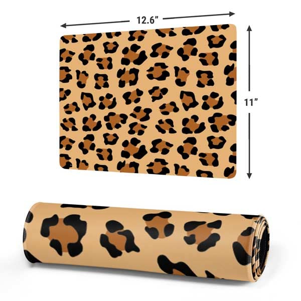 Skinit Small Gaming Mouse Pad - Leopard Spots Print Design with Stitched Edges, Waterproof, Non-Slip Rubber Base, Desk Mat for Keyboard & Mouse, 12.6" x 11" inches - color: Brown - PTTRNS08, size: 12.6" x 11"
