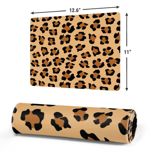 Skinit Small Gaming Mouse Pad - Leopard Spots Print Design with Stitched Edges, Waterproof, Non-Slip Rubber Base, Desk Mat for Keyboard & Mouse, 12.6" x 11" inches - color: Brown - PTTRNS08, size: 12.6" x 11"