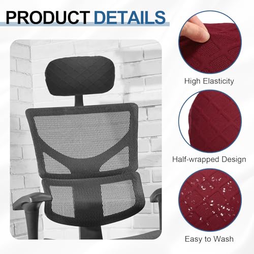uxcell Office Chair Pillow Cover, Office Chair Headrest Attachment Mesh Removable Headrest Protector for Home Desk Computer Chairs, Red - color: Red