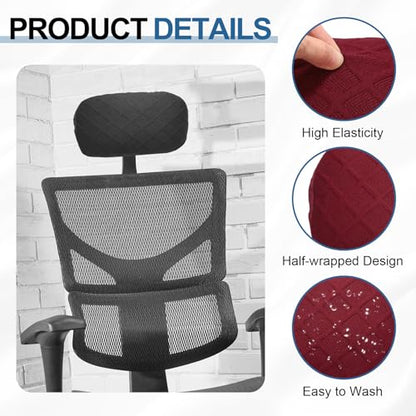 uxcell Office Chair Pillow Cover, Office Chair Headrest Attachment Mesh Removable Headrest Protector for Home Desk Computer Chairs, Red - color: Red